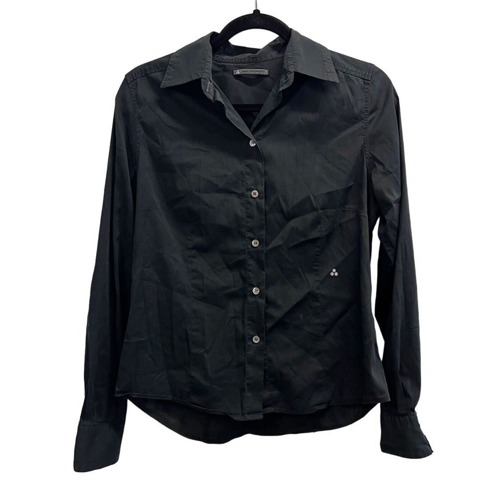 Peuterey long sleeve button down womens solid black‎ blouse Size: 44